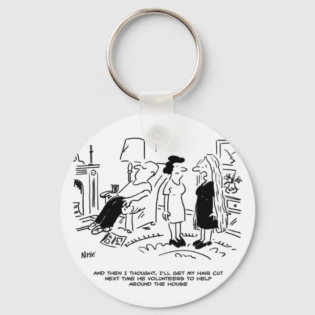 Lange Frisur ohne Haarschnitt oder Haarstyling Schlüsselanhänger (Vorderseite)