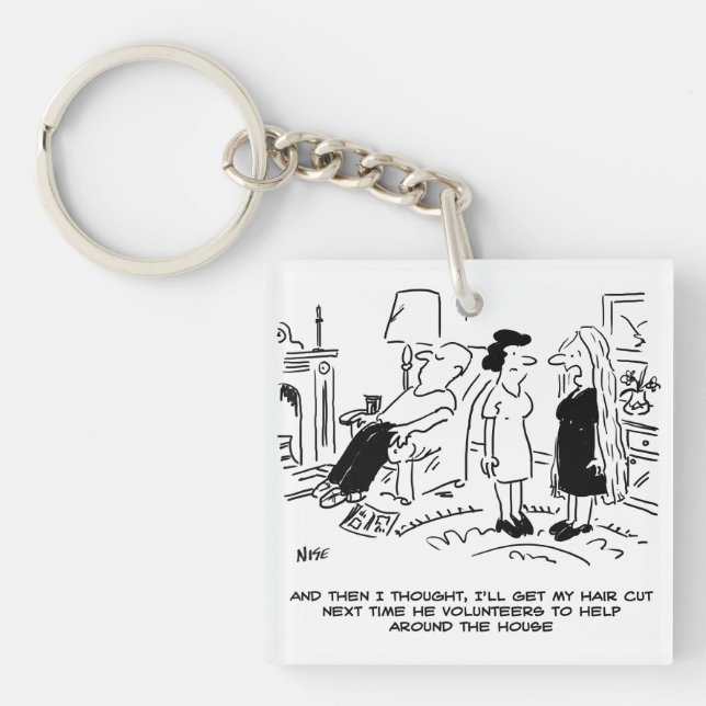 Lange Frisur ohne Haarschnitt oder Haarstyling Schlüsselanhänger (Vorderseite)