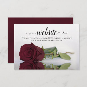 Lange Gestaltete Rose Burgund Elegant Wedding Webs Begleitkarte