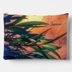 Lange grüne Blätter, Blaue Schatten Druck Cut Sew  Zubehörtasche