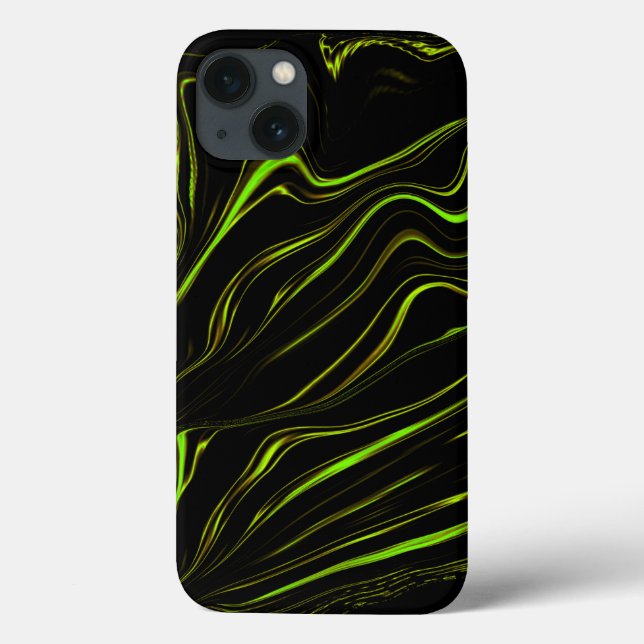 Lange, grüne, weiche Linien auf dunklem Hintergrun Case-Mate iPhone Hülle (Rückseite)
