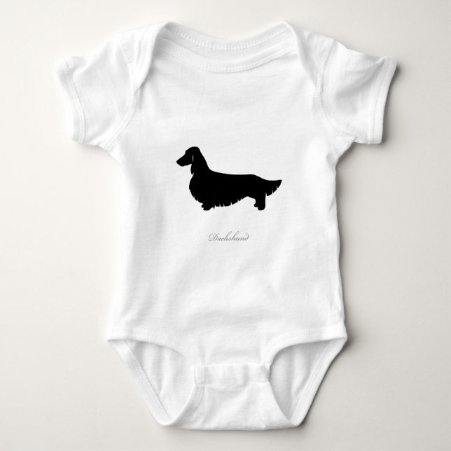 Lange Haar-Dackel-Silhouette v2 Baby Strampler (Vorderseite)