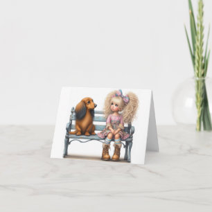 Lange Haare Whimsical Dachshund Freund Karte