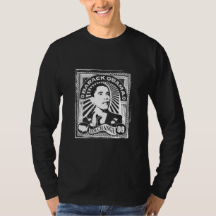 Lange Hülse BriefmarkeObama (Schwarzes) T-Shirt