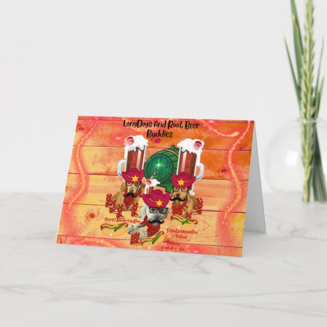 Lange Hunde und Wurzelbierbuddies Grußkarte Karte (Vorderseite)