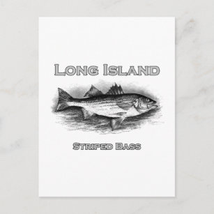 Lange Island Vintag gestreiftes Bass-Logo Postkarte