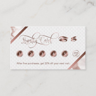 Lange Lashes und Brows Makeup Rose Gold Marmor Treuekarte