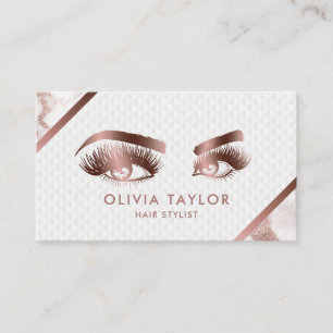 Lange Lashes und Brows Makeup Rose Gold Marmor Visitenkarte