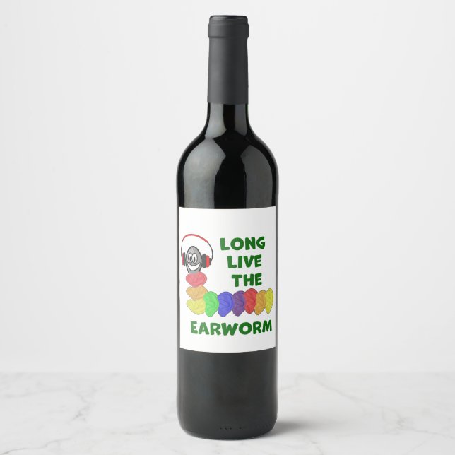 LANGE LEBEN SIE DAS ERDWORT MIT Rainbow Ears Weinetikett (Vorderseite)