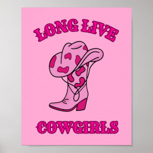 Lange Live-Cowgirls Rosa Preppy Poster