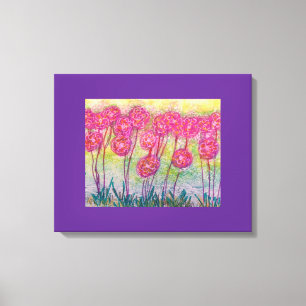 Lange rosa Blume Mauerwerk Leinwanddruck
