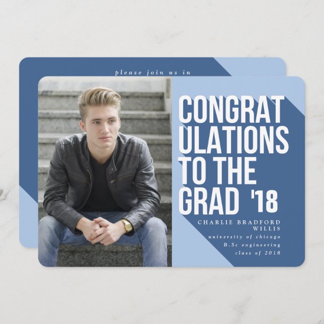 LANGE SCHATTEN-GLÜCKWUNSCH ZUM GRAD-KANAL EINLADUNG (Vorne/Hinten)