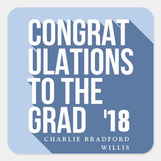 LANGE SCHATTEN-GLÜCKWUNSCH ZUM GRAD-KANAL QUADRATISCHER AUFKLEBER (Vorderseite)