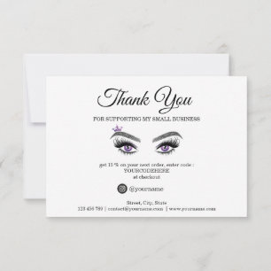 Lange schöne Lashes Augen und Brows Hand gezogen Dankeskarte