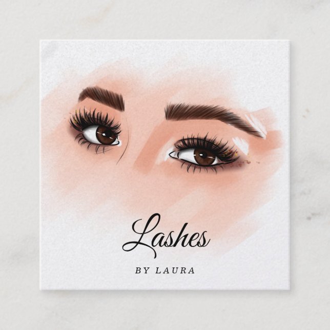 Lange schöne Lashes Augen und Brows Hand gezogen Quadratische Visitenkarte (Vorderseite)