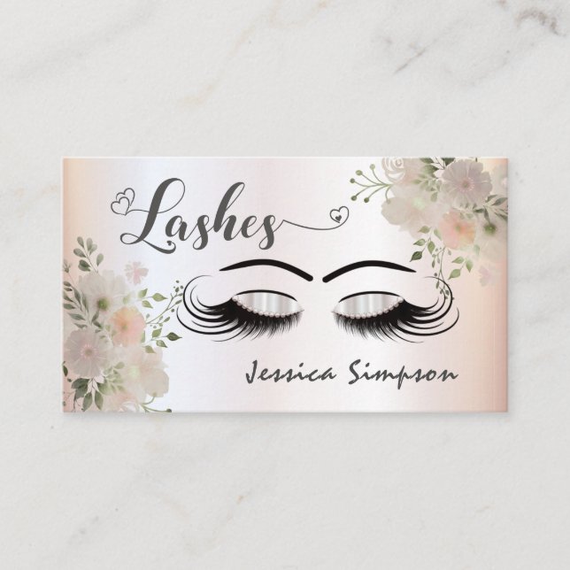 Lange schöne Lashes elegante Blumen Visitenkarte (Vorderseite)