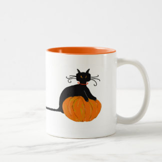 Lange Schwanz-Halloween-Katze Zweifarbige Tasse