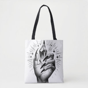 Lange schwarze Nägel und Kristallenergie Magie Vin