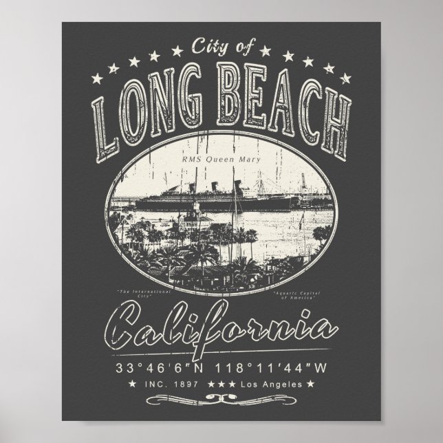 LANGE STRAND LOS ANGELES KALIFORNIA - RMS QUEE MAR POSTER (Vorne)