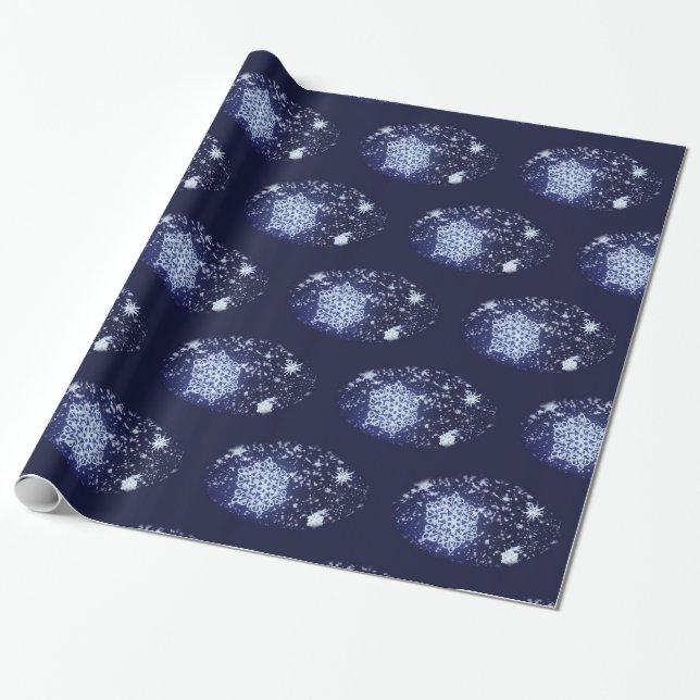 Lange Winter's Night Weihnachtswrapping Paper Geschenkpapier (Ungerollt)