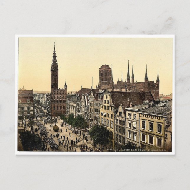 Langen Market and Court House, Danzig, West Prussi Postkarte (Vorderseite)