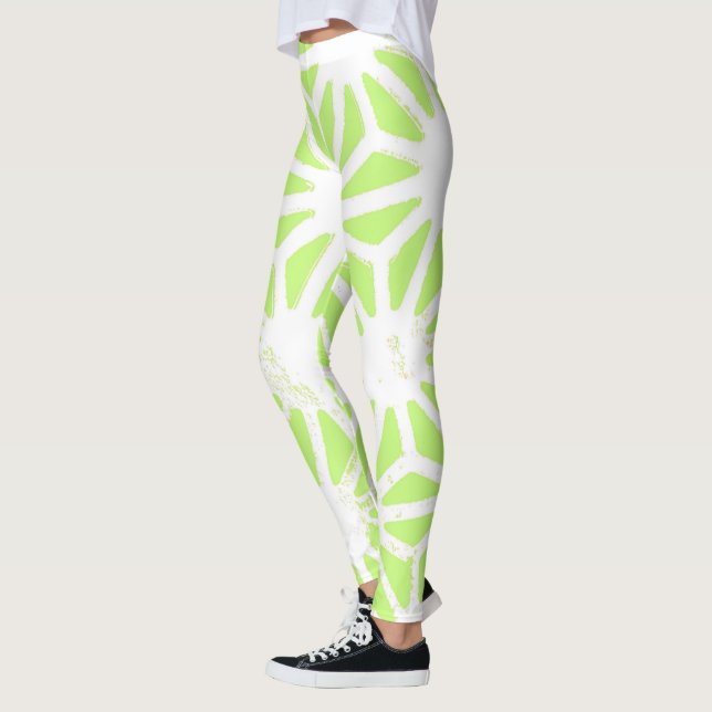 Längengrünes geometrisches Muster Leggings (Links)