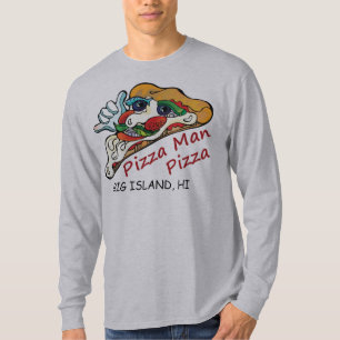 Langer Hülsen-Pizza-Mann-T - Shirt