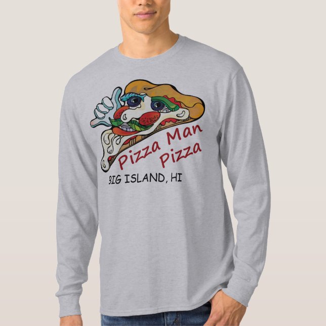 Langer Hülsen-Pizza-Mann-T - Shirt (Vorderseite)