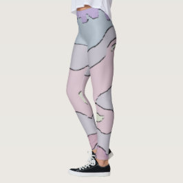 Langes abstraktes violettes und rosa Leggings