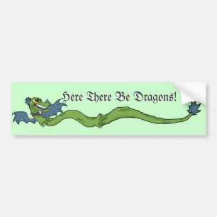 Langes Dragon~here dort ist Drachen! Autoaufkleber