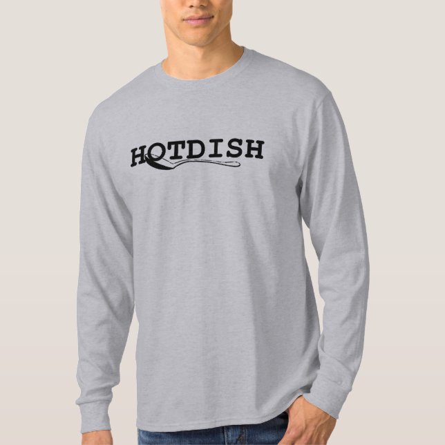 Langes Grau Hülse HOTDISH Löffels T-Shirt (Vorderseite)