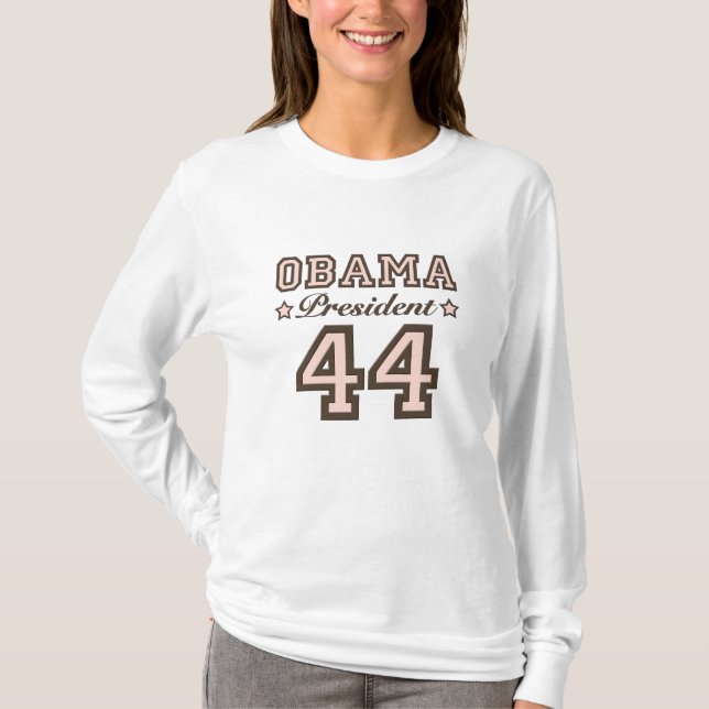 Langes Hülsen-T-Shirt Präsidenten-Obama 44 T-Shirt (Vorderseite)