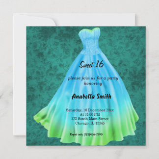Langes Kleid Sweet 16 (Türkis) Einladung
