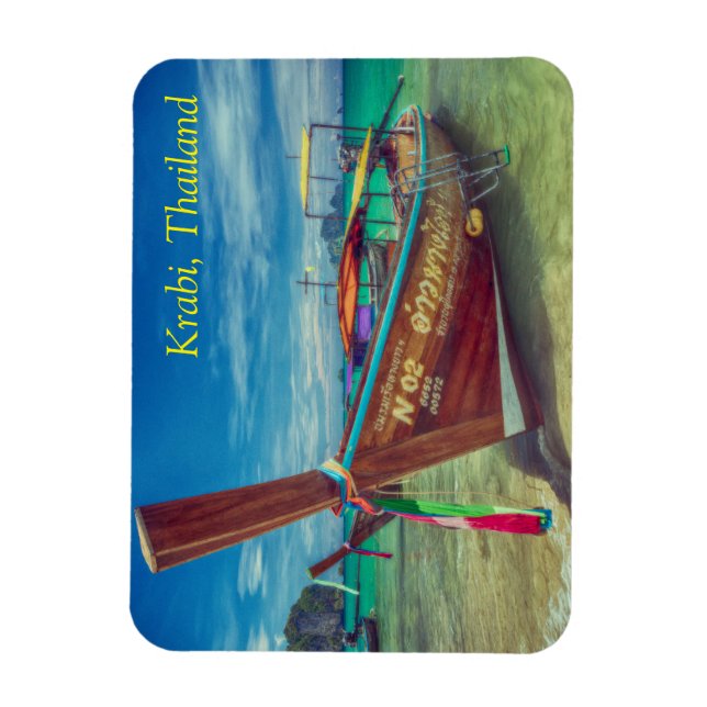 Langes Schwanz am Strand, Krabi, Thailand Magnet (Vertikal)