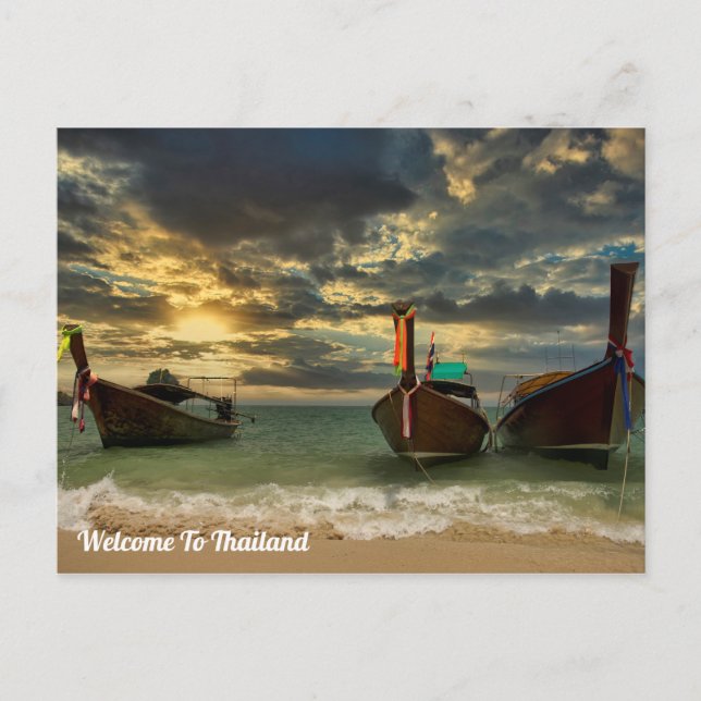 Langes Schwanz-Boot in Thailand Postkarte (Vorderseite)