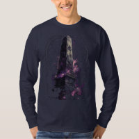 Langes T-Shirt mit lila kosmischem Obelisk Okkult