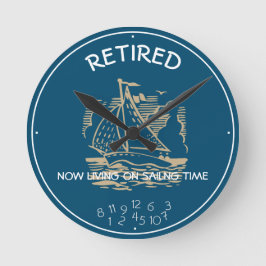 Langeweile Leben auf Segelzeit Blue White Maritime Runde Wanduhr