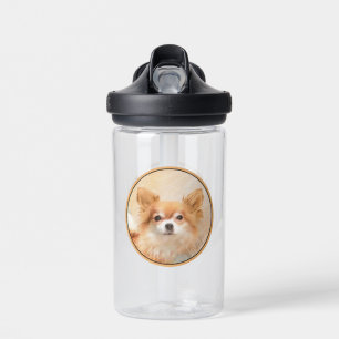 Langhaar Chihuahua-Hund Gemälde Original Kunst Trinkflasche