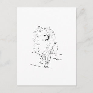 Langhaar Chihuahua - Minimalistische Hundeillustra Postkarte
