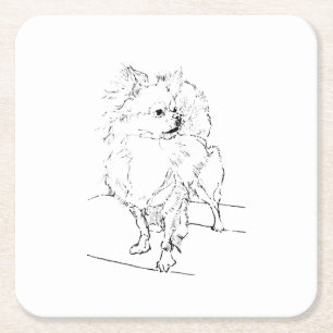 Langhaar Chihuahua - Minimalistische Hundeillustra Rechteckiger Pappuntersetzer