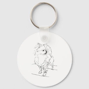 Langhaar Chihuahua - Minimalistische Hundeillustra Schlüsselanhänger