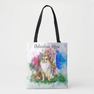 Langhaar Chihuahua Wasserfarben-Tasche