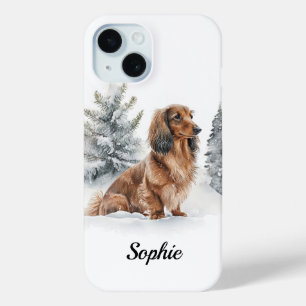 Langhaar-Dachshund Doxie-Sausage-Hund im Schnee Case-Mate iPhone Hülle