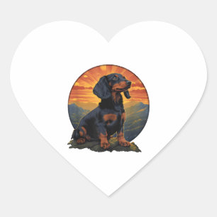 Langhaar-Dachshund Haustierliebhaber Retro Vintage Herz-Aufkleber