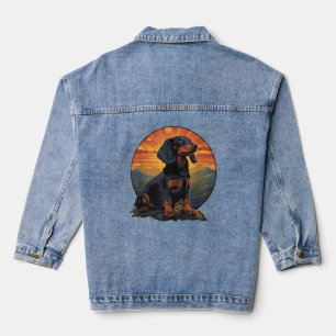Langhaar-Dachshund Haustierliebhaber Retro Vintage Jeansjacke