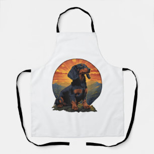 Langhaar-Dachshund Haustierliebhaber Retro Vintage Schürze