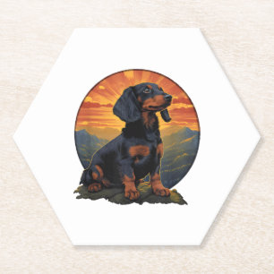 Langhaar-Dachshund Haustierliebhaber Retro Vintage Untersetzer