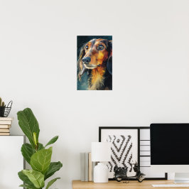 Langhaar-Dachshund Nahaufnahme Poster