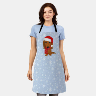 Langhaar-Dachshund-Santa-hübscher-Hund-Weihnachten Schürze