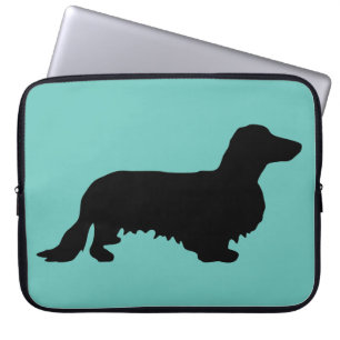 Langhaar-Dachshund - Silhouette 1 Laptopschutzhülle